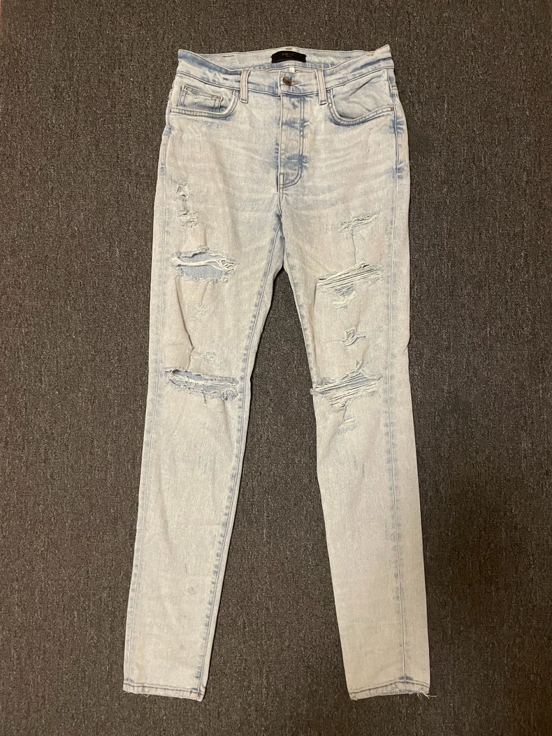 Amiri Distressed High-Stretch Denim Jeans-yf