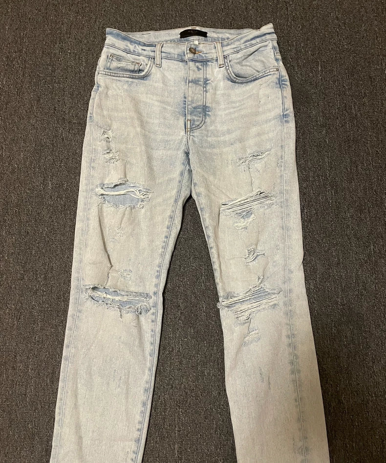 Amiri Distressed High-Stretch Denim Jeans-yf