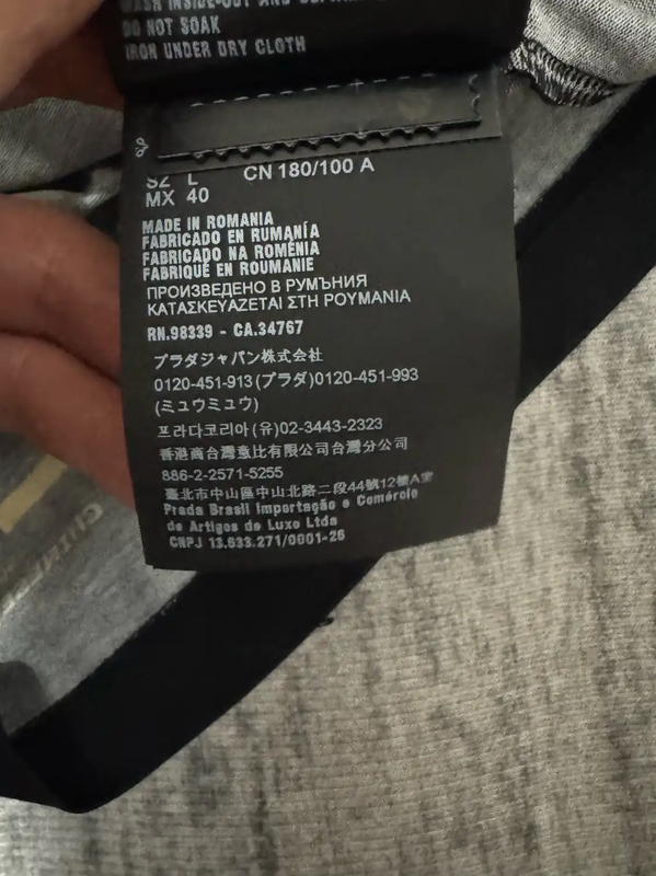 Prada Black Cotton Printed Long Sleeve T-Shirt