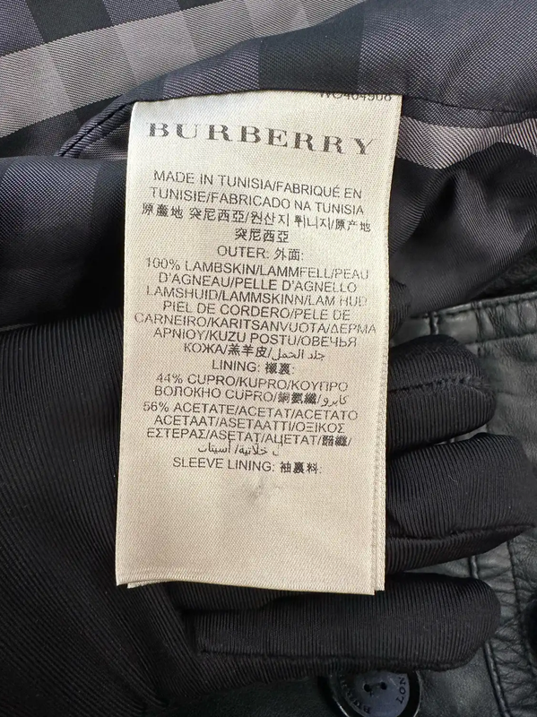 Burberry Men's Black Leather Coat Size L