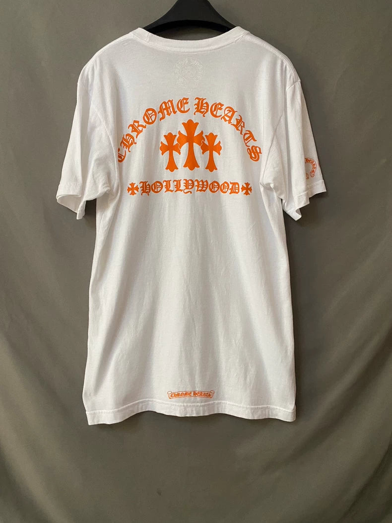 Chrome Hearts White Cross Print Short Sleeve Tee-yf