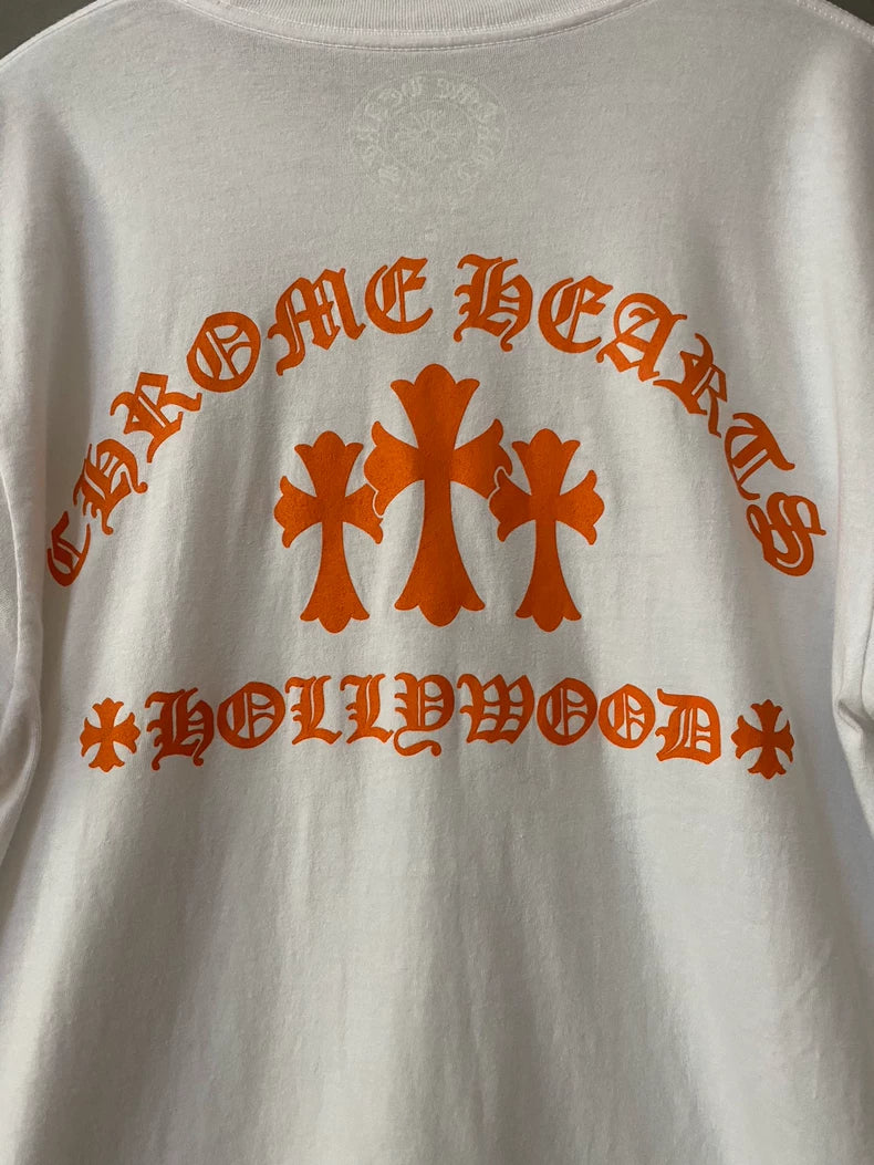 Chrome Hearts White Cross Print Short Sleeve Tee-yf