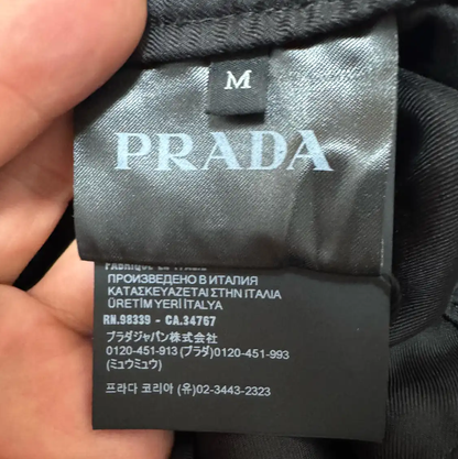 Prada Black Silk Logo Print Men's Shorts