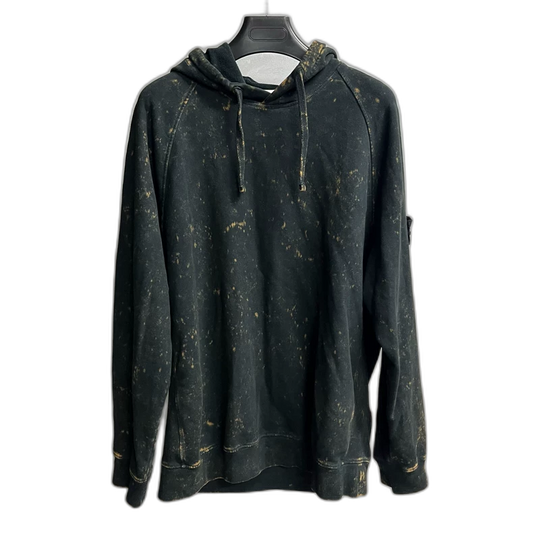 Black Stone Island Hoodie with Bleach Effect