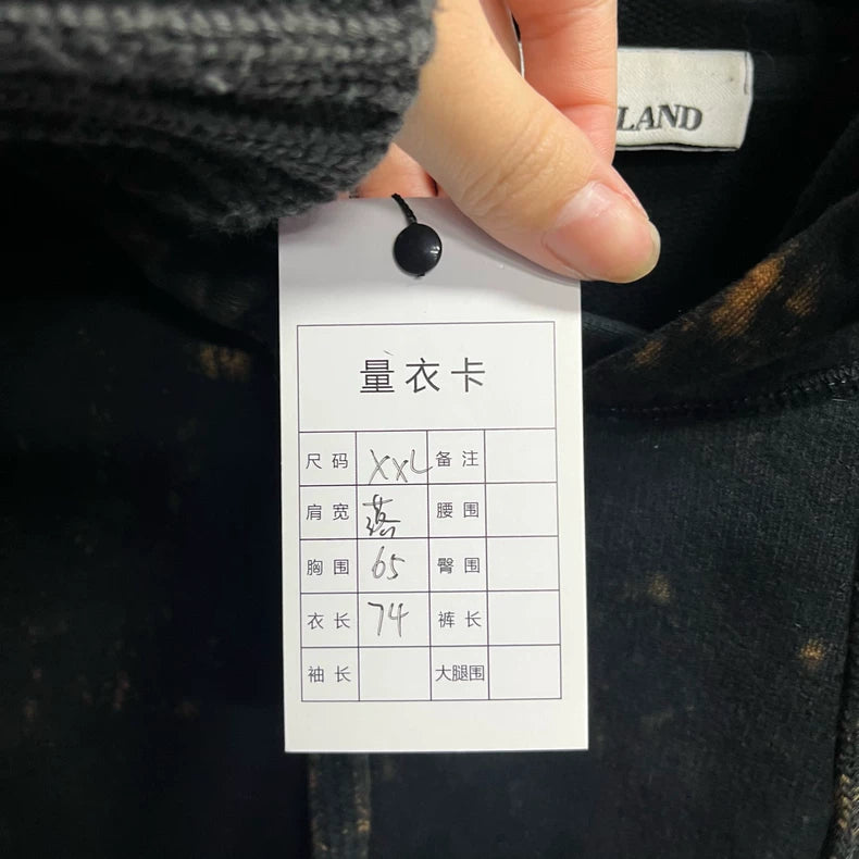 Black Stone Island Hoodie with Bleach Effect