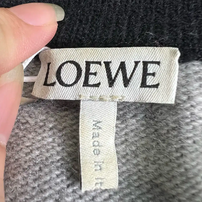 Loewe Men's Gray Knit Sweater with Colorful Sleeves 0089