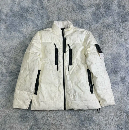 Stone Island White Down Jacket for Men 0089