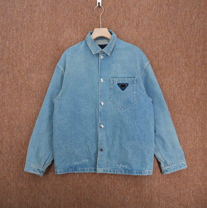 Prada Blue Denim Logo Men's Jacket
