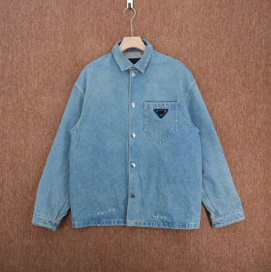 Prada Blue Denim Logo Men's Jacket