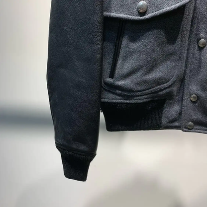 Givenchy Gray Wool and Leather Jacket for Men 0089