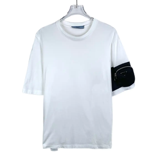 Prada Men's White Cotton T-Shirt with Pocket