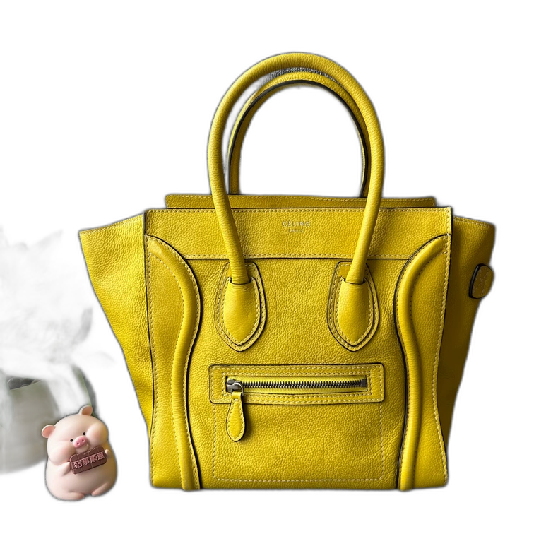 CELINE Luggage Mini Yellow Leather Handbag
