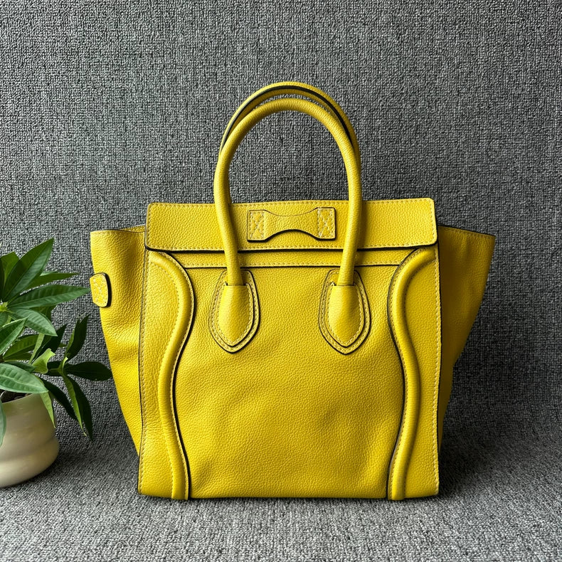 CELINE Luggage Mini Yellow Leather Handbag