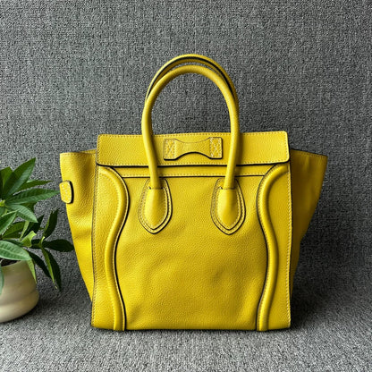 CELINE Luggage Mini Yellow Leather Handbag