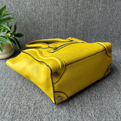 CELINE Luggage Mini Yellow Leather Handbag