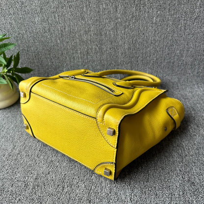 CELINE Luggage Mini Yellow Leather Handbag