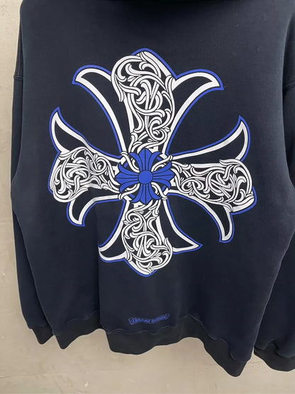 Black Chrome Hearts Hoodie with Floral Design