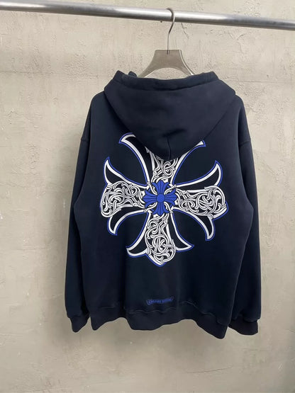 Black Chrome Hearts Hoodie with Floral Design