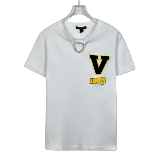 Louis Vuitton White Logo Embroidered T-Shirt