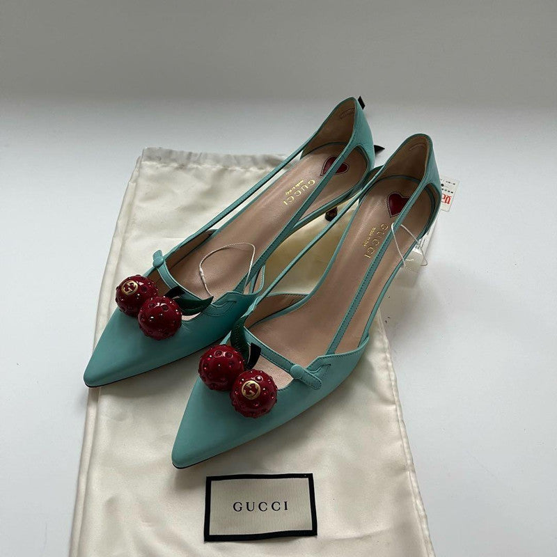 Gucci Cherry High Heels in Blue 0079
