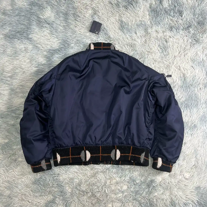 Prada Blue Men's Jacket with Knit Details