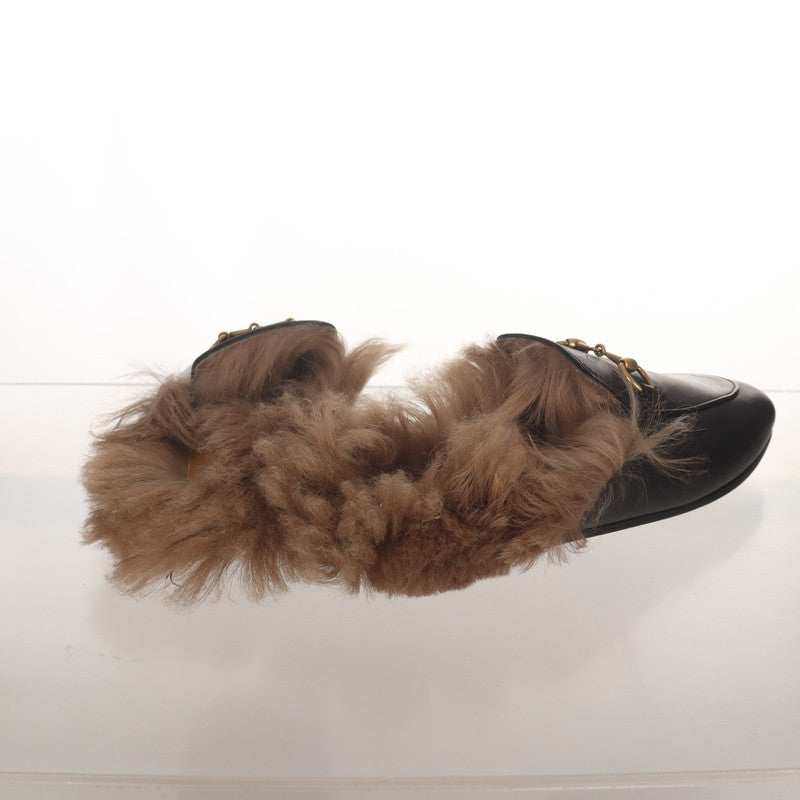 Gucci Black Lambskin Flat Mule Slippers 0079