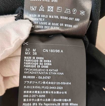 Prada Men's Black Polo Shirt with Blue Accents