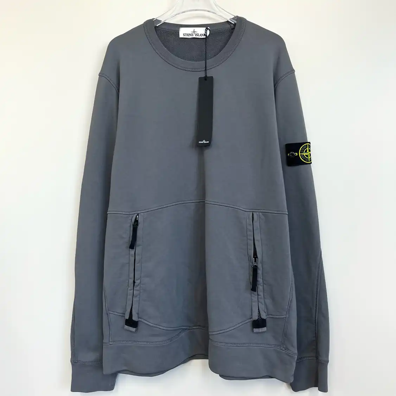 Stone Island Gray Men's Hoodie with Pocket Design 0089
