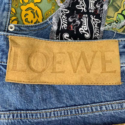 Loewe Blue Graffiti Sequined Denim Shorts