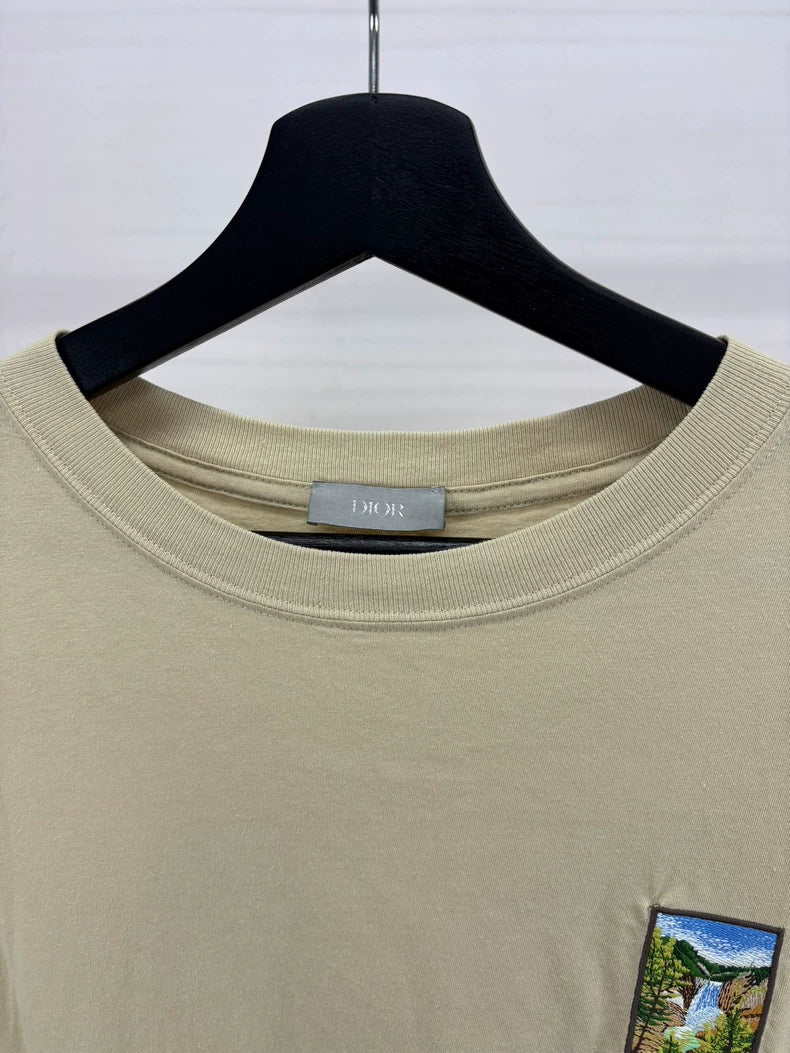 Dior Scenic Pattern Embroidered Logo T-shirt