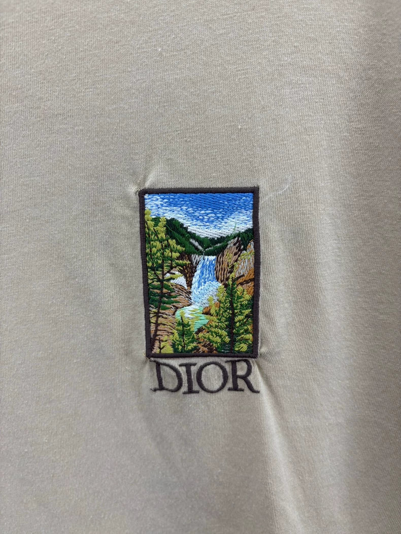 Dior Scenic Pattern Embroidered Logo T-shirt
