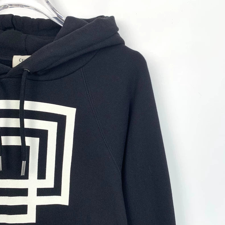 Celine Black Graphic Print Hoodie
