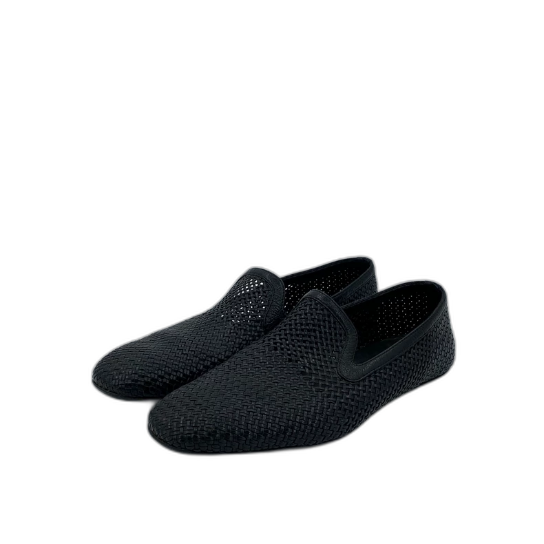 Bottega Veneta Black Woven Slip-On Casual Shoes