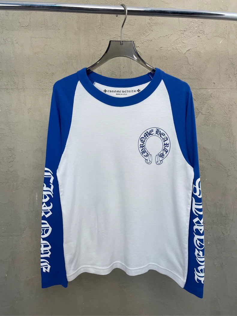 Chrome Hearts Blue and White Long Sleeve T-shirt
