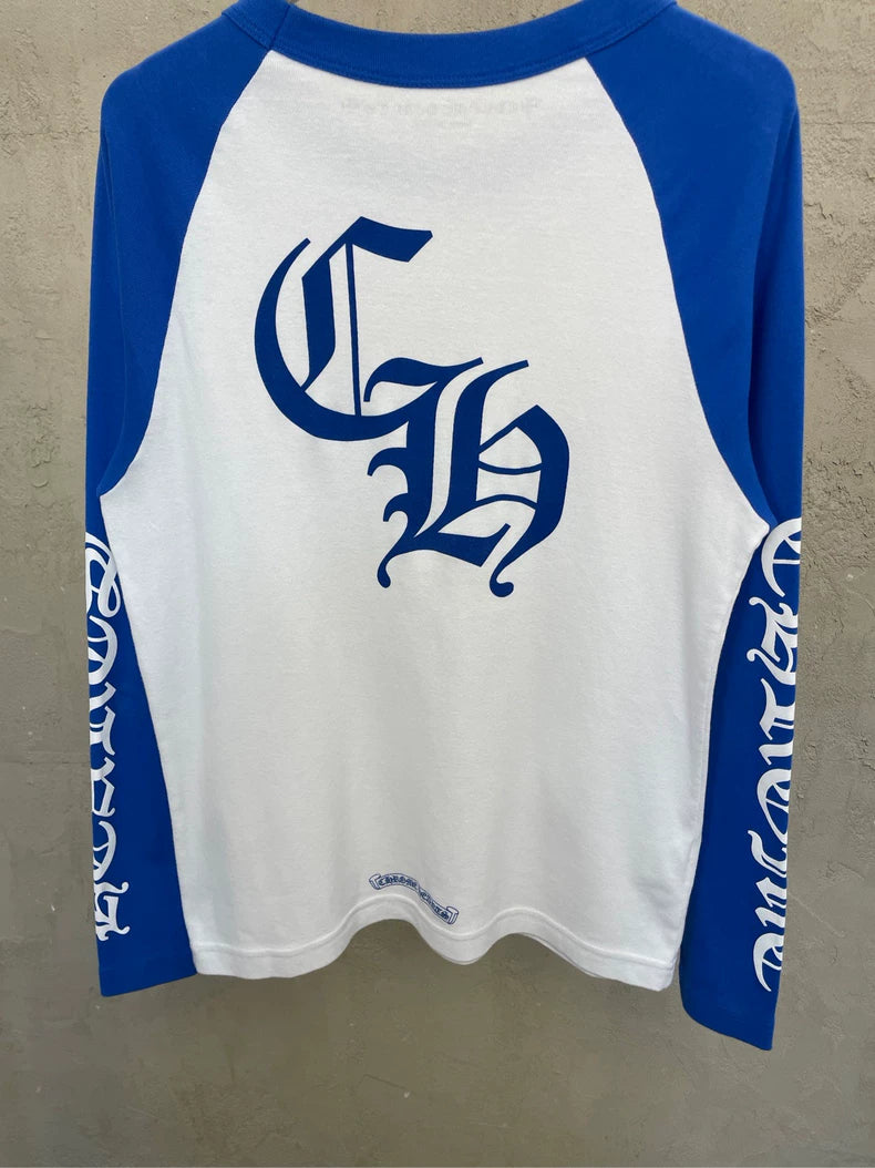 Chrome Hearts Blue and White Long Sleeve T-shirt