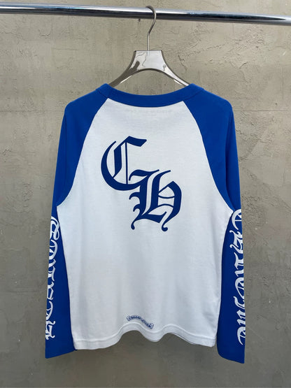 Chrome Hearts Blue and White Long Sleeve T-shirt