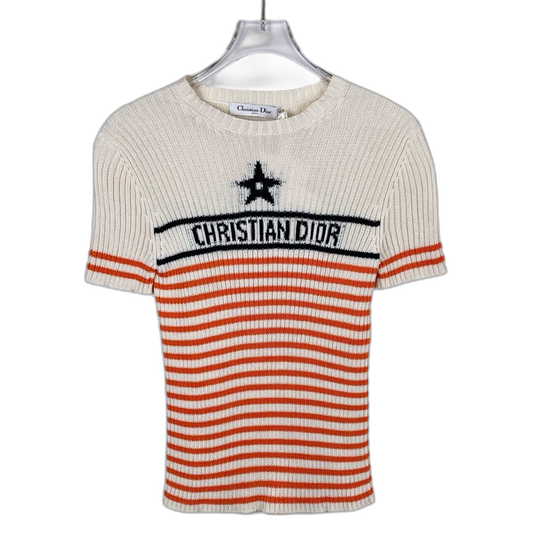 Dior Logo Striped Knit Short Sleeve Shirt