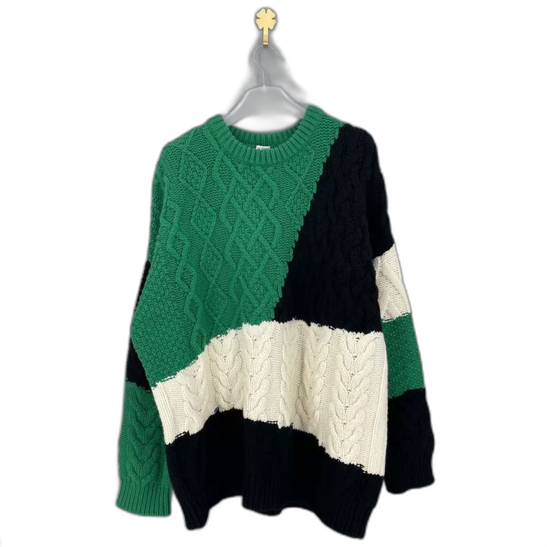 LOEWE Black Green Color Block Sweater