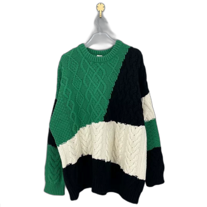 LOEWE Black Green Color Block Sweater