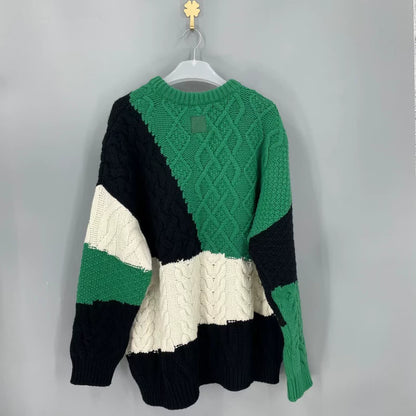 LOEWE Black Green Color Block Sweater