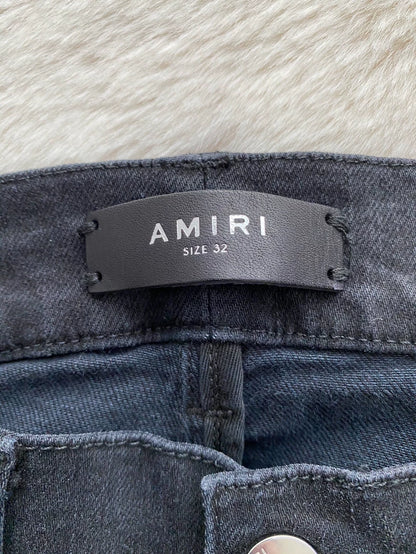 Amiri Black Logo Distressed Denim Pants