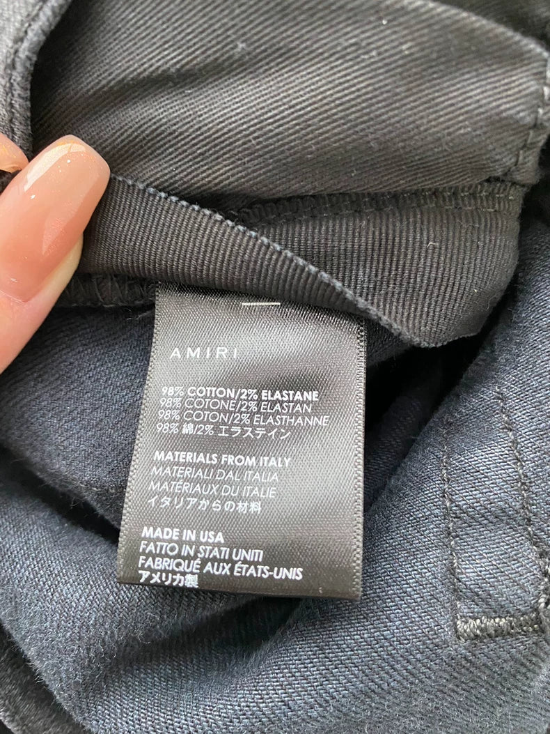 Amiri Black Logo Distressed Denim Pants