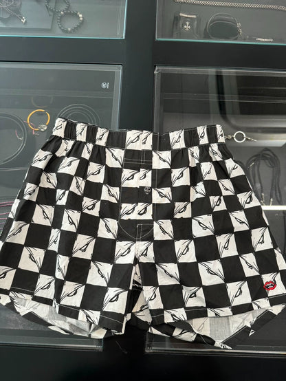 Chrome Hearts Black and White Houndstooth Shorts-yf