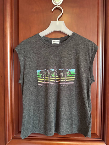 Saint Laurent Gray Printed Casual T-Shirt