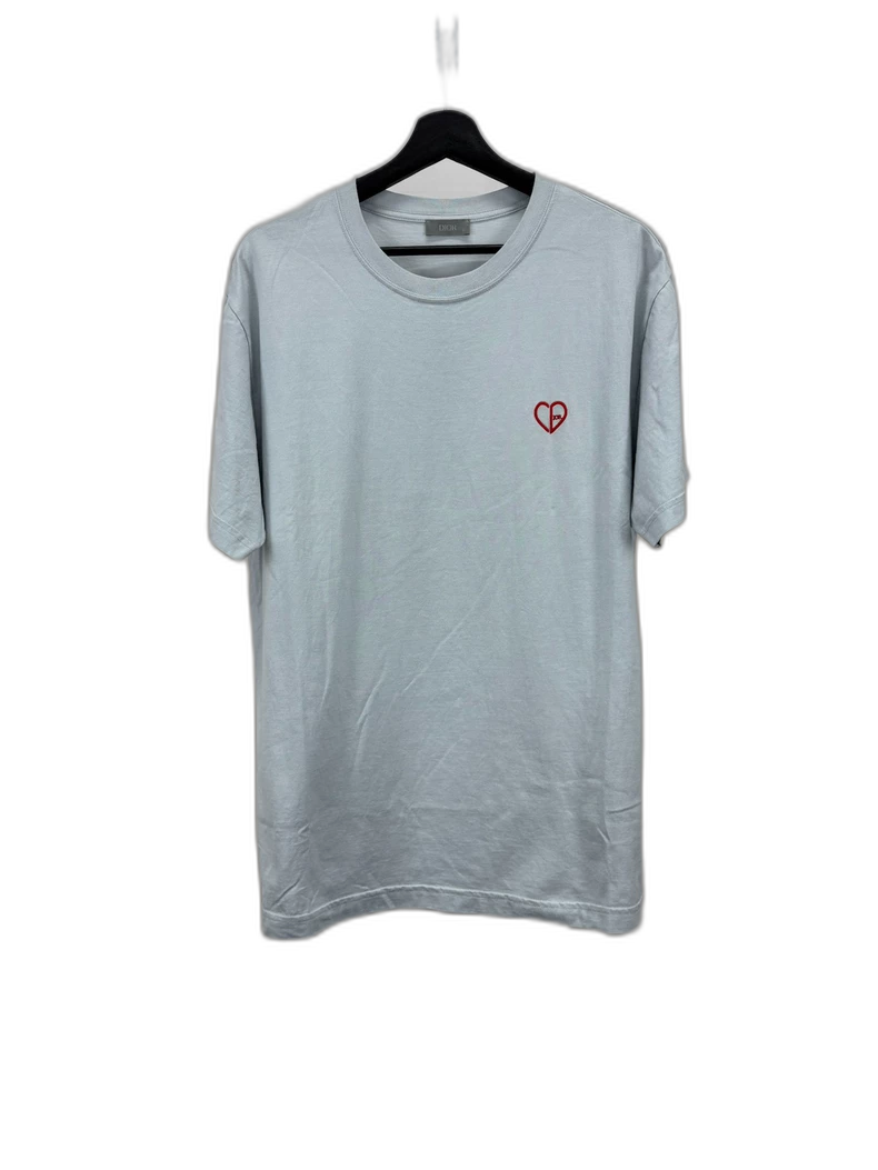 Dior Heart Embroidery Logo Short Sleeve T-Shirt