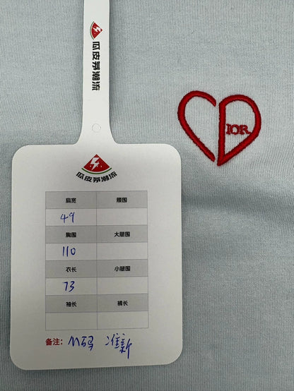 Dior Heart Embroidery Logo Short Sleeve T-Shirt