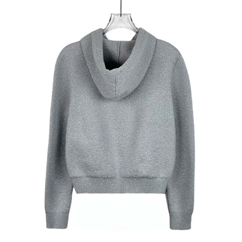 Grey Logo Hoodie Jacket by Prada