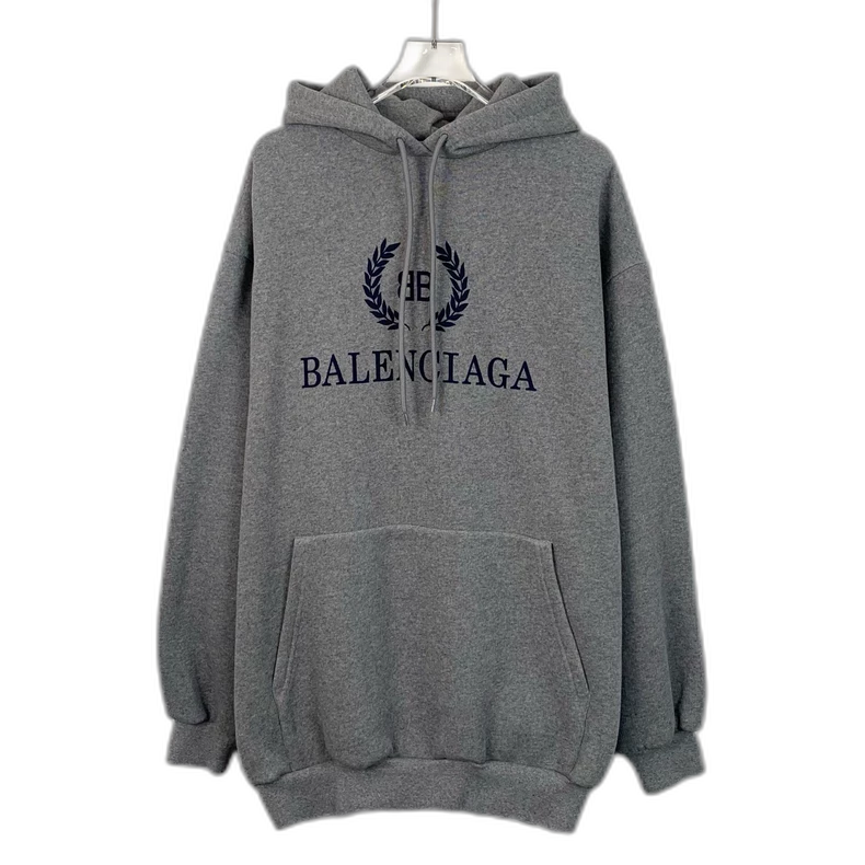 Balenciaga Grey Logo Hoodie with Drawstring