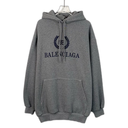 Balenciaga Grey Logo Hoodie with Drawstring