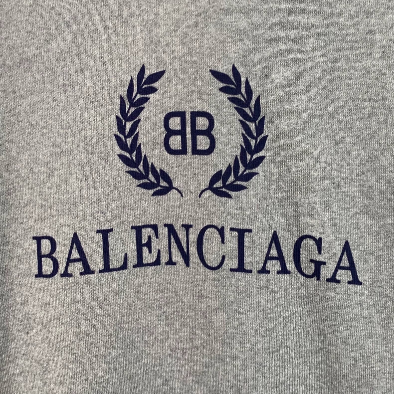 Balenciaga Grey Logo Hoodie with Drawstring